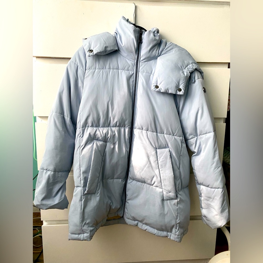 CALVIN KLEIN Sky Blue Long Puffer Jacket